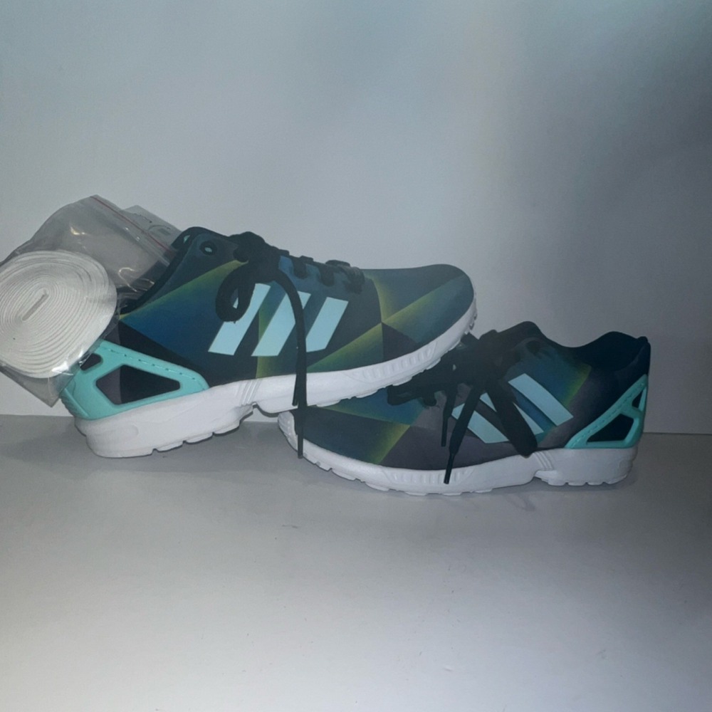 adidas ZX Flux Low Top Lace Up Sneaker Blue Green Black White B34516 Men
